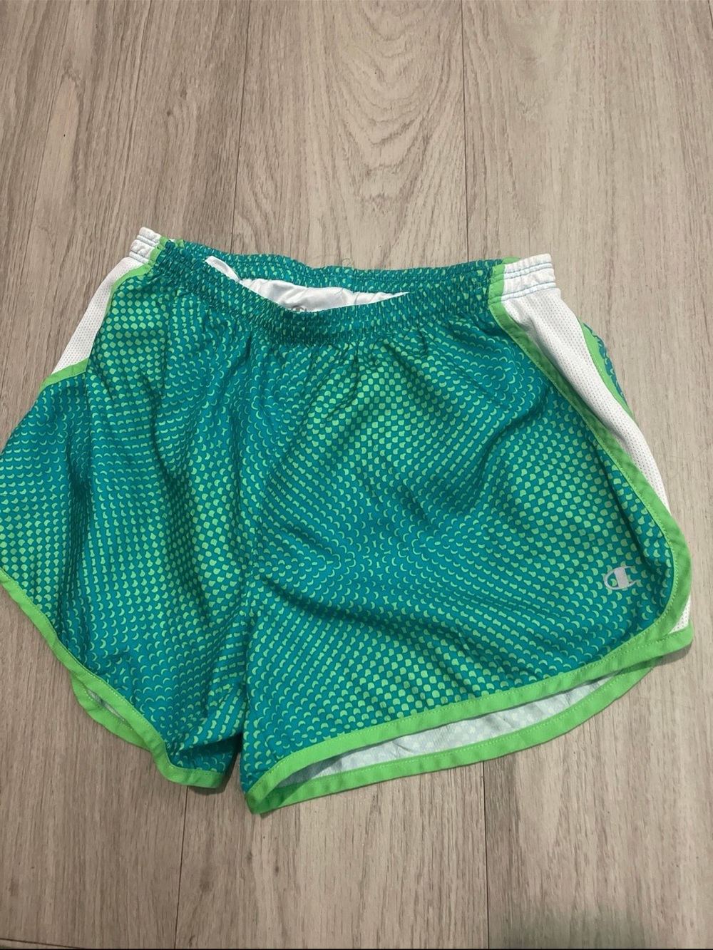Champion Women's Teal and Lime Mesh Athletic Shorts